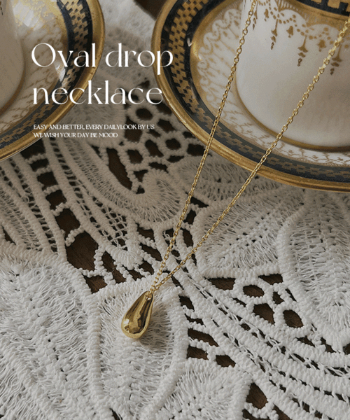 Oval drop necklace - 2color
